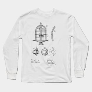 Bird Cage Vintage Patent Hand Drawing Long Sleeve T-Shirt